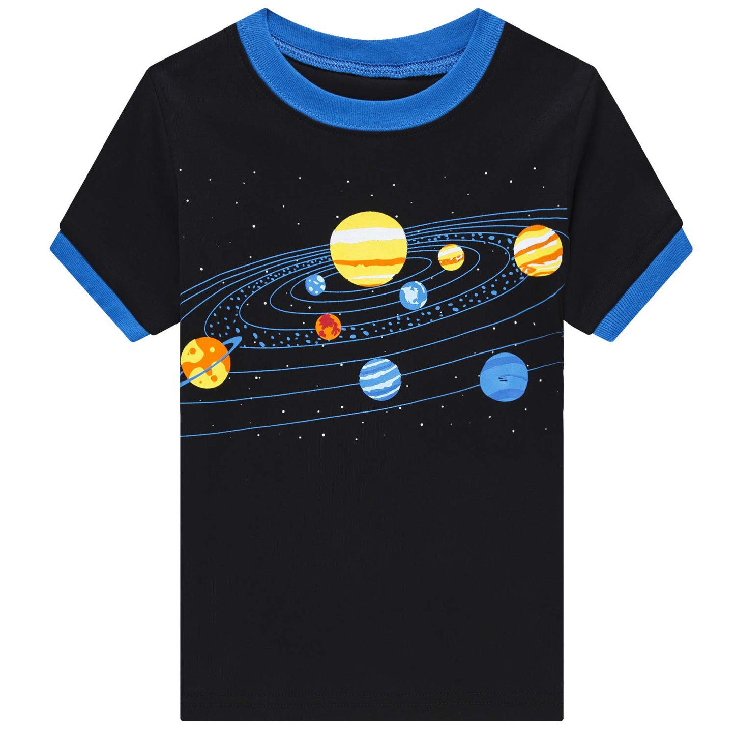 Little Boys Short Set Pajamas For Boys 100% Cotton Toddler Planet Sleepwear Summer Clothes Size 2-7T(Planet-79 8T)