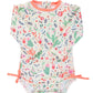 Rufflebutts Baby Girls Upf 50+ Sun Protection Novelty Print Long Sleeve One Piece Rash Guard Swimsuit With Zipper - Desert Bloss