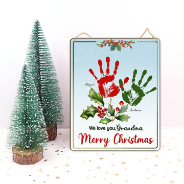Grandma Christmas Handprint Art Gift from kids, DIY Gift for Nana, Kids Holiday Craft Hanging, Birthday Gift from Kids Baby, Chi