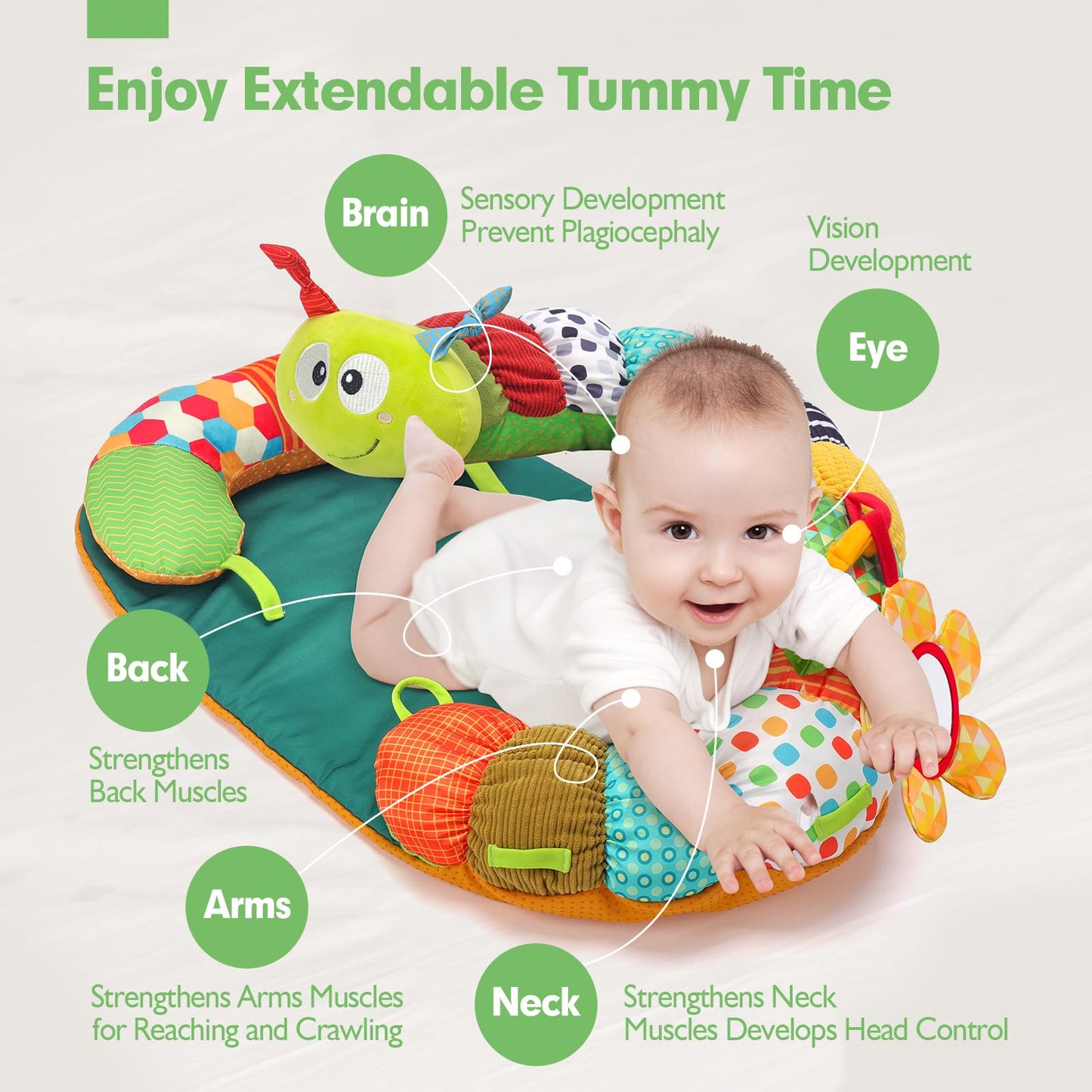 Hahaland Upgraded Tummy Time Toys - 4 In 1 Tummy Time Pillow & Baby Sitting Support For Newborn Infant Baby 0-3 Months Early Dev