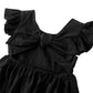 Dutebare Toddler Girls Dress Cotton Linen Ruffle Halter Sleeveless Kids Casual Summer Beach Party Dresses Black 90