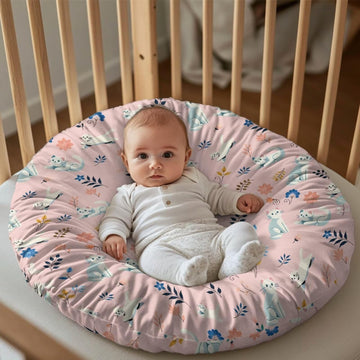 Babrukda Funny Cat Baby Lounger Cover for Newborn Floral Leaves Lounger Slipcover Removable Newborn Lounger Cover for Girls Baby