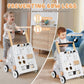 PTINFLUCE Wooden Baby Walker, Baby Push Walker with Wheel, Push and Pull Toys Learning to Walk, Montessori Walker Toy for Kids D