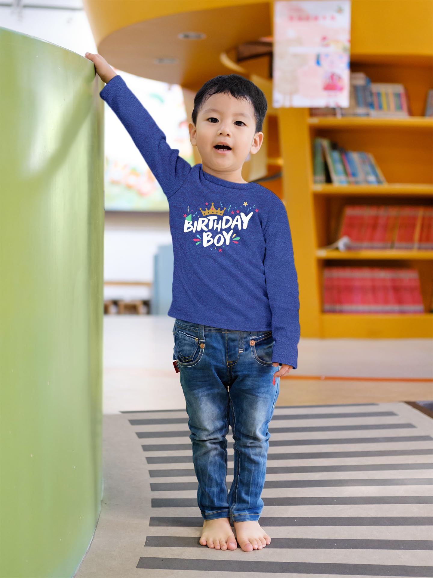 Birthday Boy Shirt Happy First 1St 2Nd 3Rd 4Th 5Th Toddler Boys Year Old Crown (As1, Age, 12_Months, Charcoal Blue - Long Sleeve