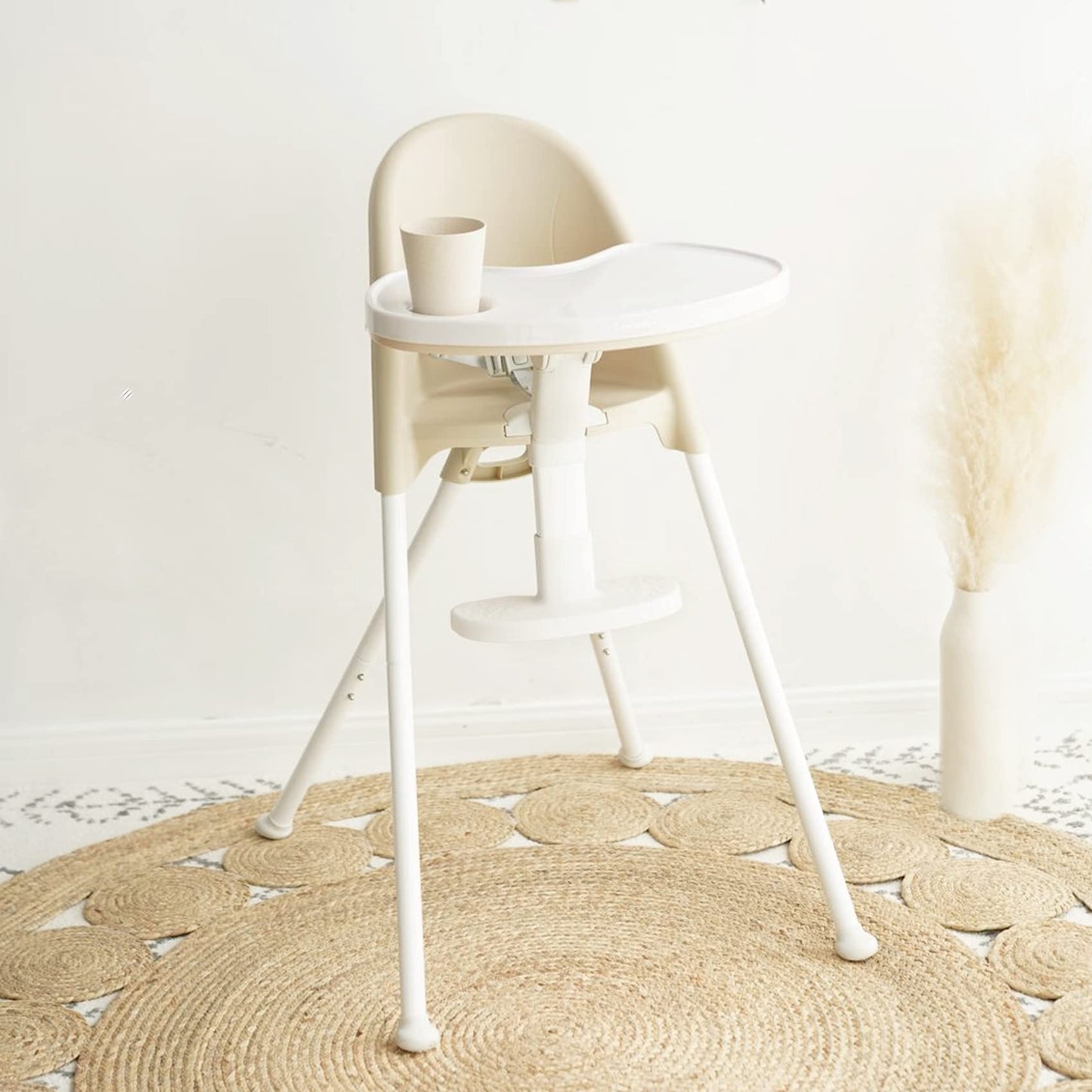 Funny Supply 3-In-1 Cute Folding High Chair, Perfect Modern Space Saving Highchair With Detachable Double Tray, 3-Point Harness,