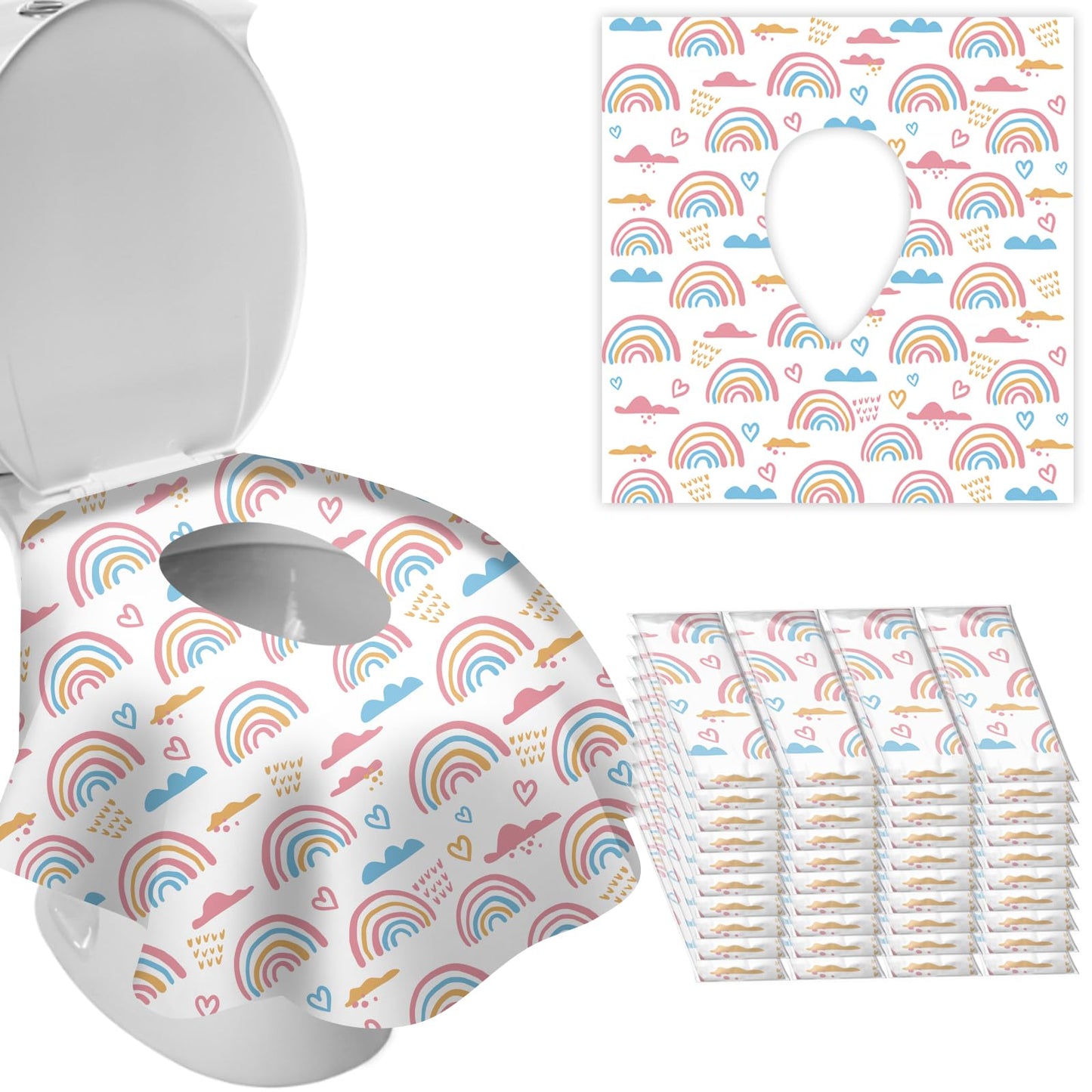 Deeki 40 Pack Xl Toilet Seat Covers Disposable, Safe No-Slip Waterproof Covers For Kids Toddlers Use In Potty Training Public Re