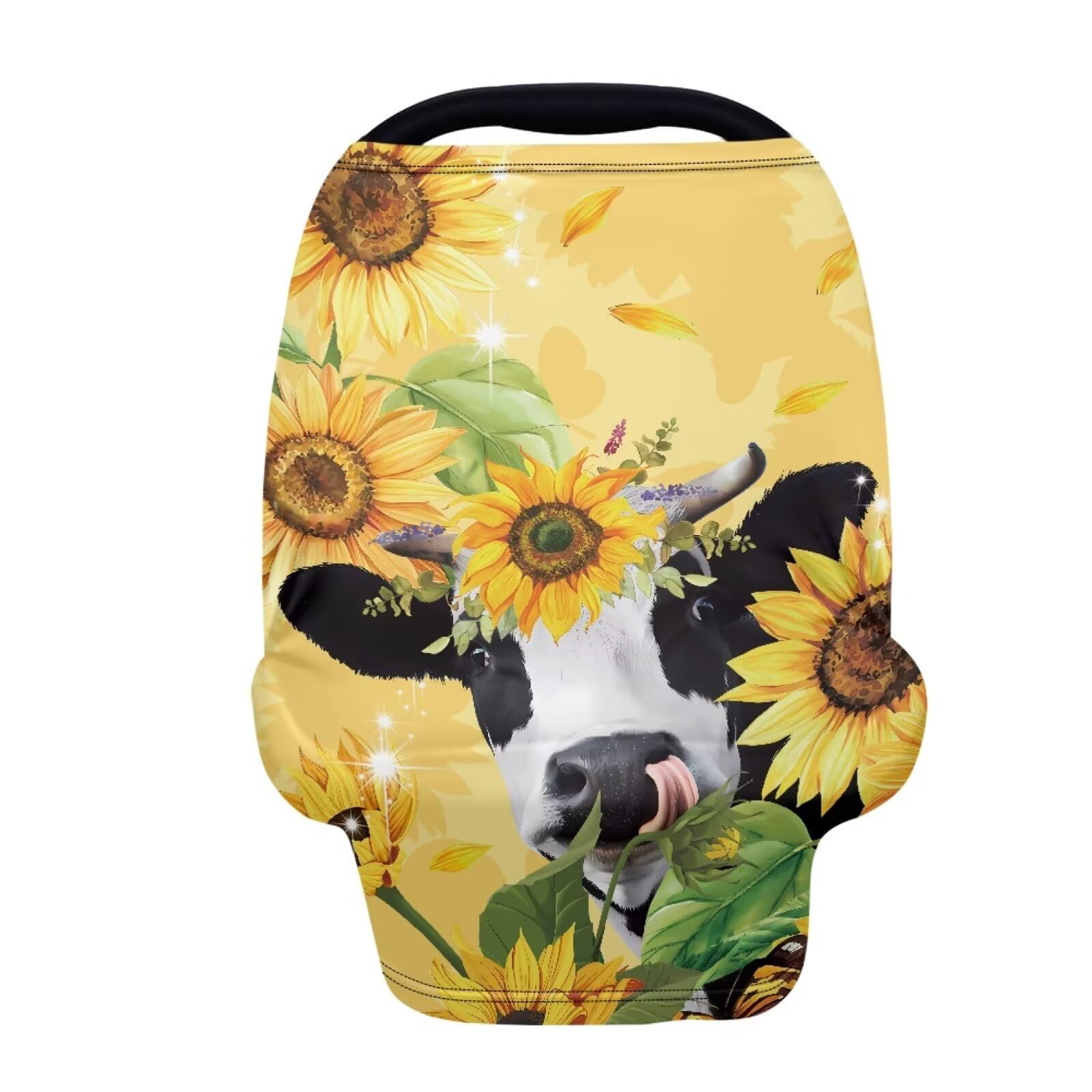 LedBack Highland Cow Baby Car Seat Cover Cow Car Seat Covers for Babies Sunflower Baby Stuff Nursing Cover Breastfeeding Cover,S