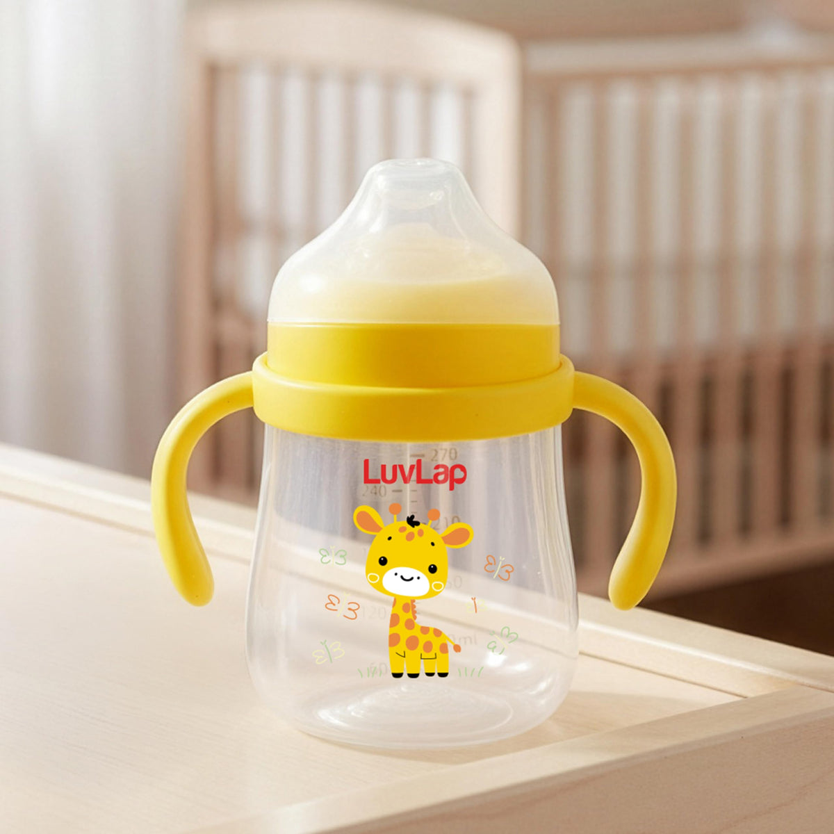 LuvLap Star Anti Spill Spout Sipper for Kids with Twin Handles, 270 ml, Sippy Cups with Soft Silicone Spout and Weighted Straw, 