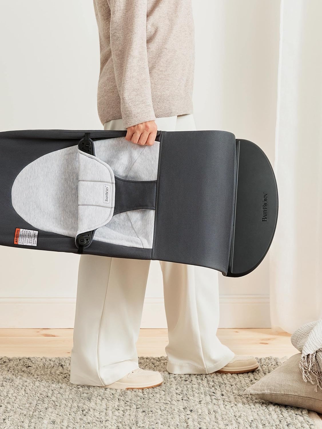 BabyBjrn Bouncer Balance Soft, Woven/Jersey, Dark Gray/Gray | 2-in-1 Adjustable Baby Bouncer Seat and Toddler Chair, Newborn to