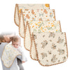 SNOWIE SOFT 4Pcs Baby Burp Cloths Set, Soft Breathable Absorbent Muslin Baby Burp Cloths for New Born, Cute Floral Print Shoulde