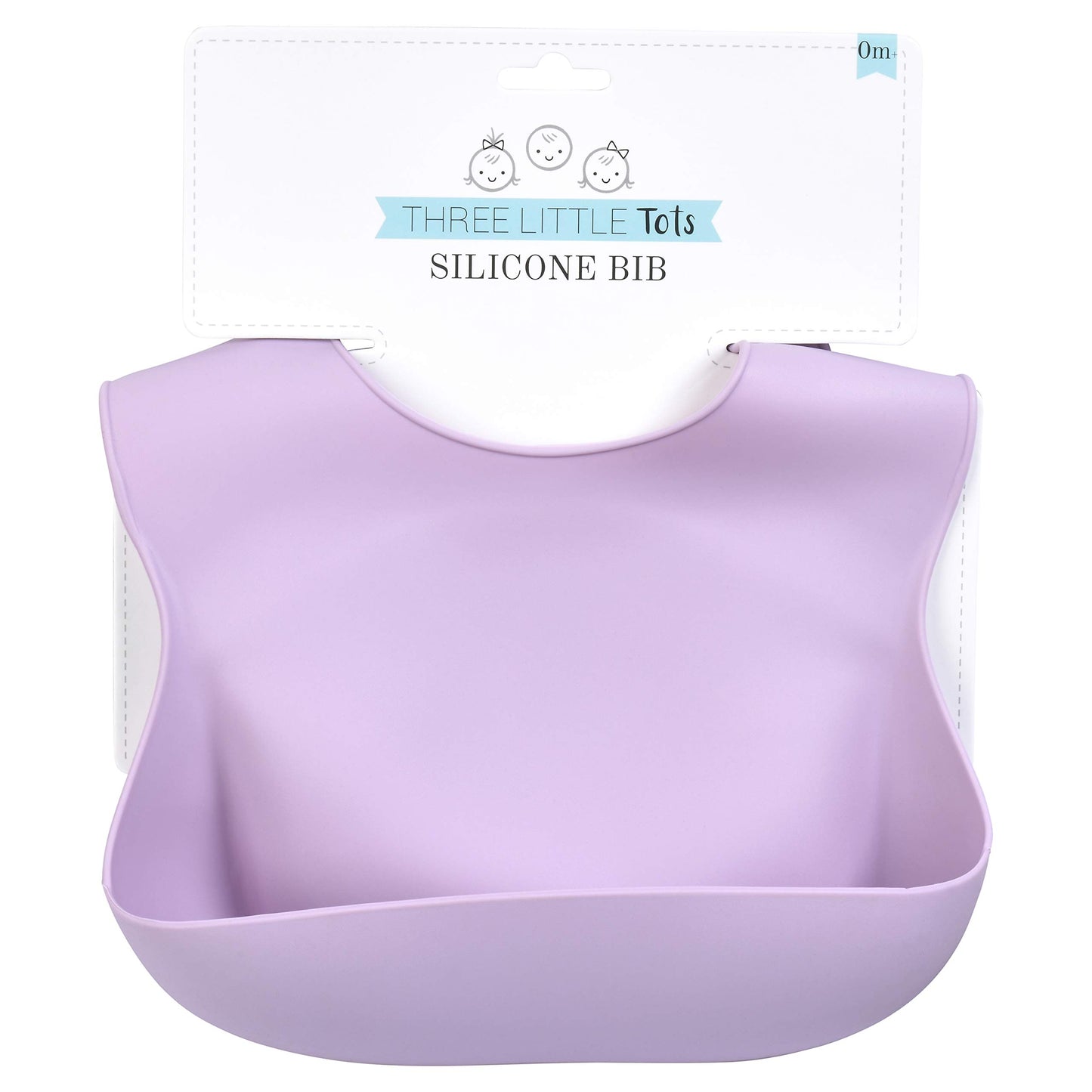 Three Little Tots Modern Silicone Baby Bib - Adjustable Fit Waterproof Catch Bibs ((Lilac)