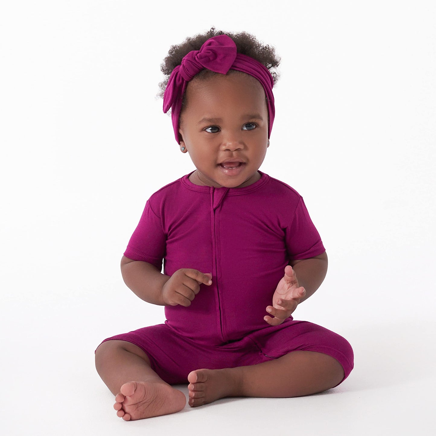 Gerber Unisex Baby Buttery-Soft Short Sleeve With Viscose Made Eucalyptus Romper, Raspberry, 12 Months Us