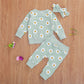 Fybitbo Infant Baby Girls Fall Winter Clothes Daisy Print Pullover Sweatshirt Tops Shirt+Pocket Pants Trousers 3Pcs Outfits (6-1