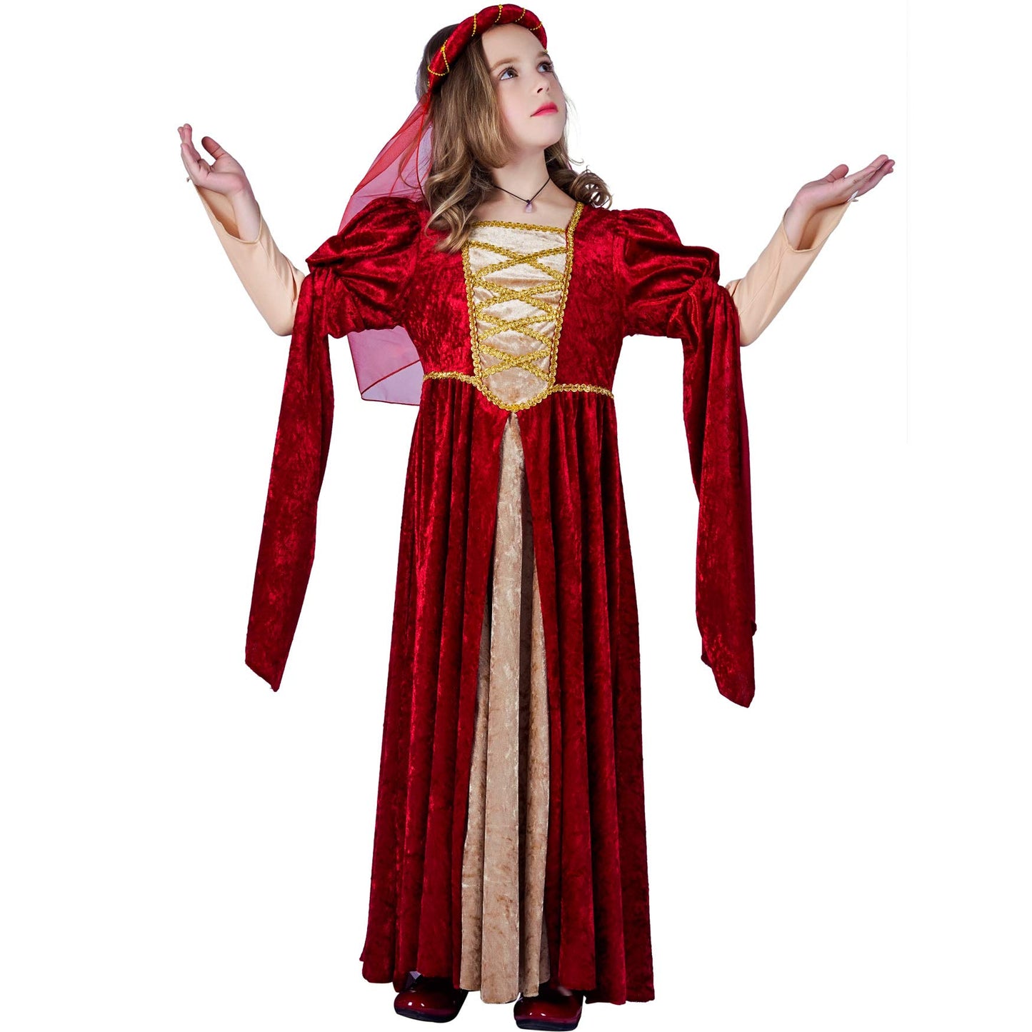 Pgond Girl'S Renaissance Halloween Fancy Dress Medieval Costume (L-10-12)