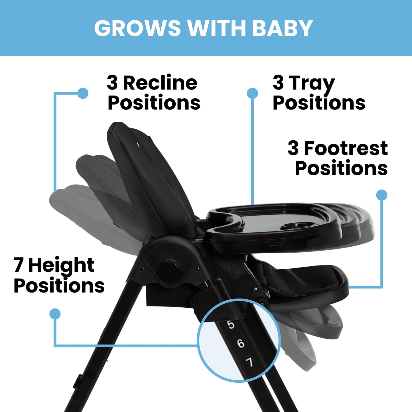 Delta Children Little Folks 2-In-1 Slimfold High Chair For Babies And Toddlers, Black