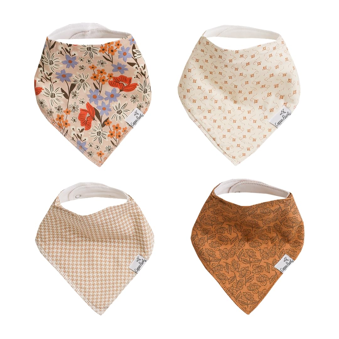 Baby Bandana Drool Bibs for Drooling and Teething 4 Pack Gift Set Flora by Copper Pearl