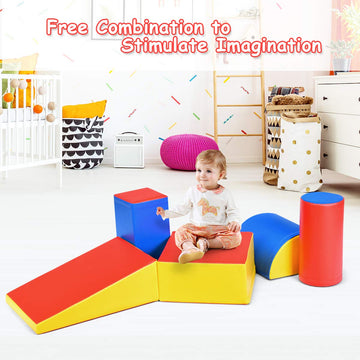 Costzon Crawl And Climb Foam Play Set, Colorful Fun Foam Play Set, 5 Piece Lightweight Interactive Set, Childrens Software Compo