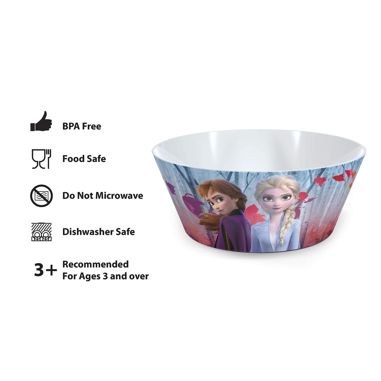 Zak! Disney Frozen 2 - 5-Piece Dinnerware Set - Durable Plastic & Stainless Steel - Includes Water Bottle, 8-Inch Plate, 6-Inch