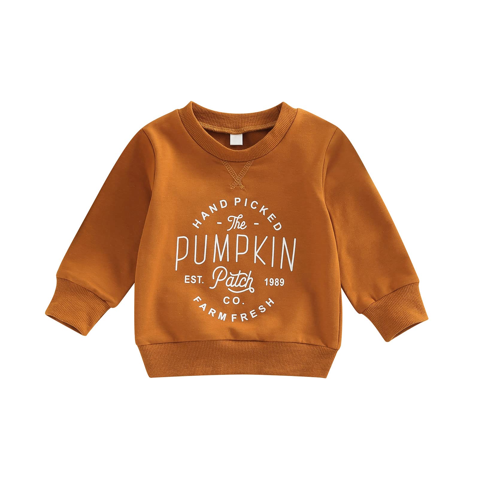 Toddler Baby Halloween Outfit Girl Boy Crewneck Sweatshirt Long Sleeve Letter Pullover Sweater Cute Fall Clothes (Pumpkin Patch