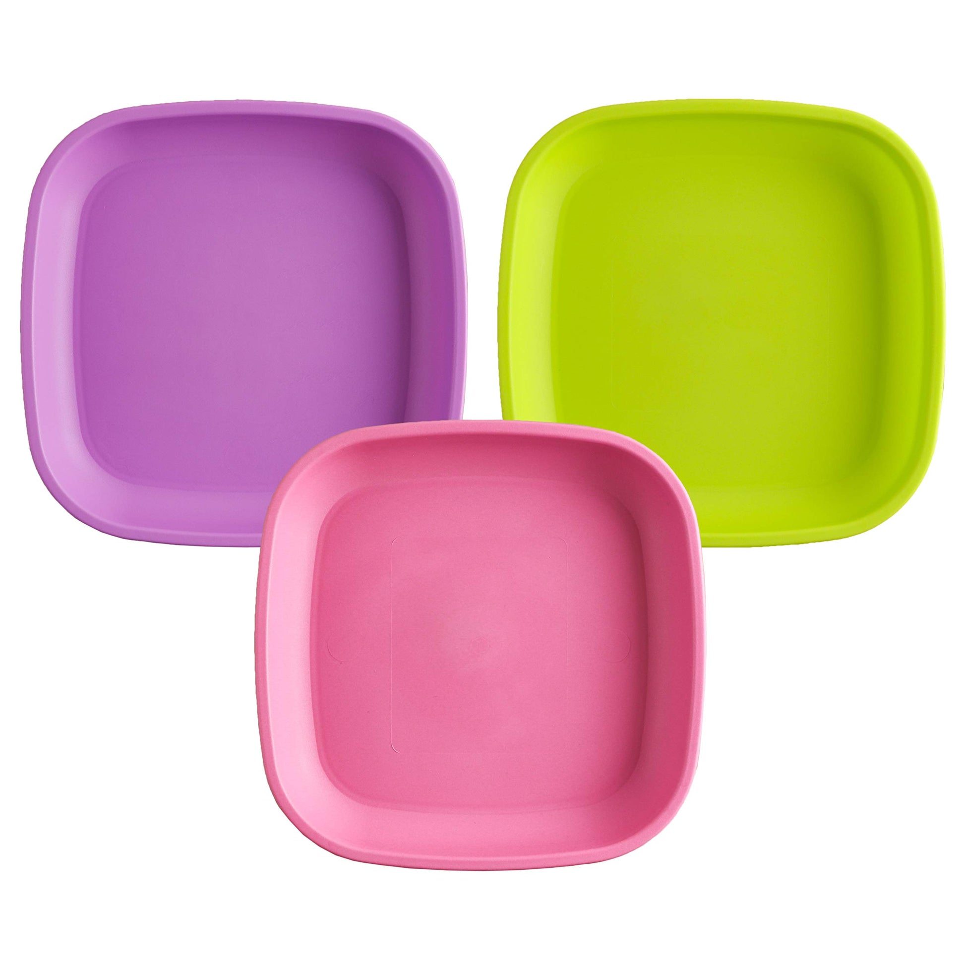 Re-Play Made in USA Deep Walled Flat Plates | Made from Eco Friendly Heavyweight Recycled Plastic | Dishwasher & Microwave Safe 