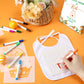 Panitay 100 Pcs Diy Baby Bibs Decorating Kit 50 White Bibs 25 Stencils 24 Fabric Markers 1 Baby Shower Game Sign(Orange)