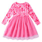 Vieille Toddler Girls Valentines Day Outfits 3T Love Heart Print Long Sleeve Tutu Dress 4T Kids Pink Skirts Clothes