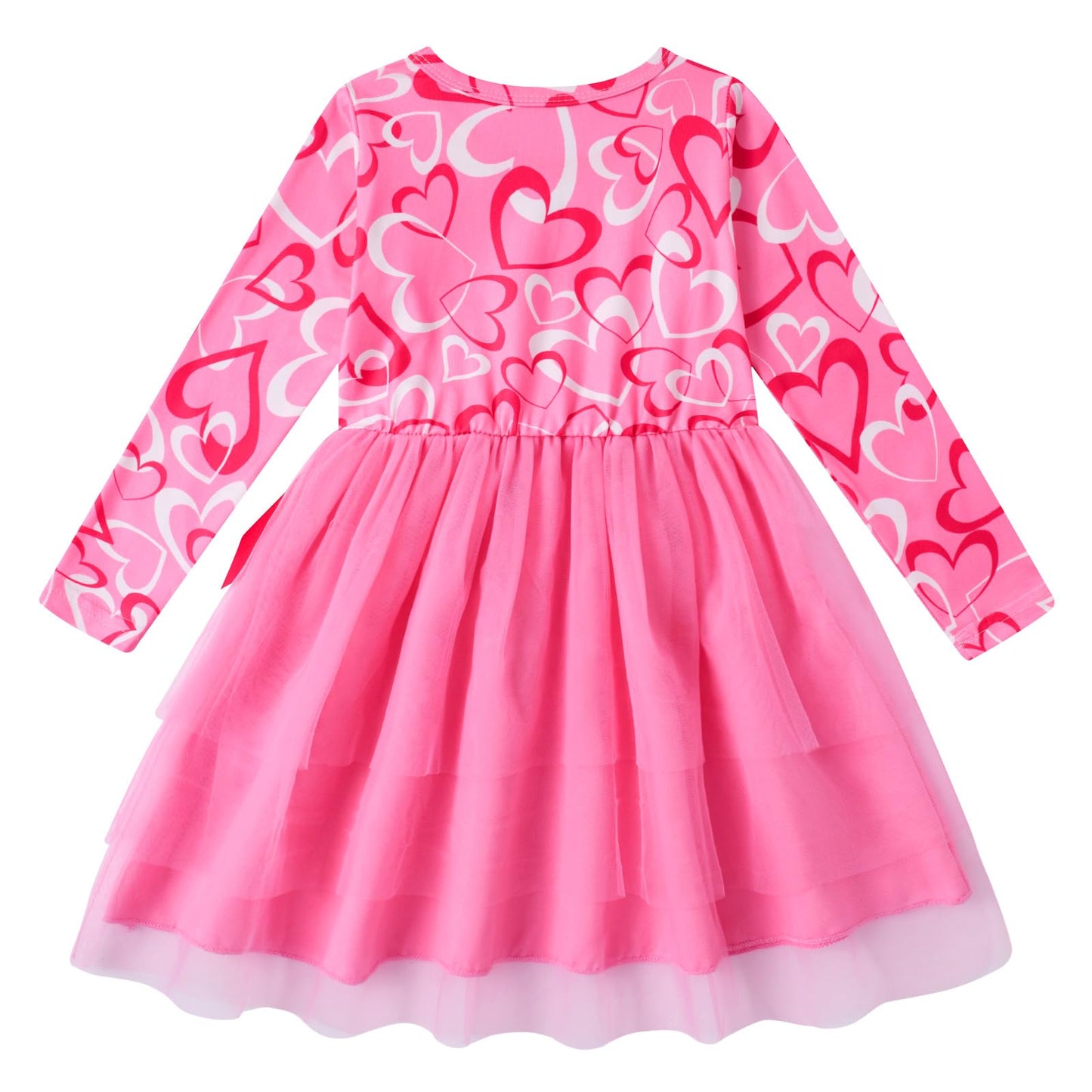 Vieille Toddler Girls Valentines Day Outfits 3T Love Heart Print Long Sleeve Tutu Dress 4T Kids Pink Skirts Clothes