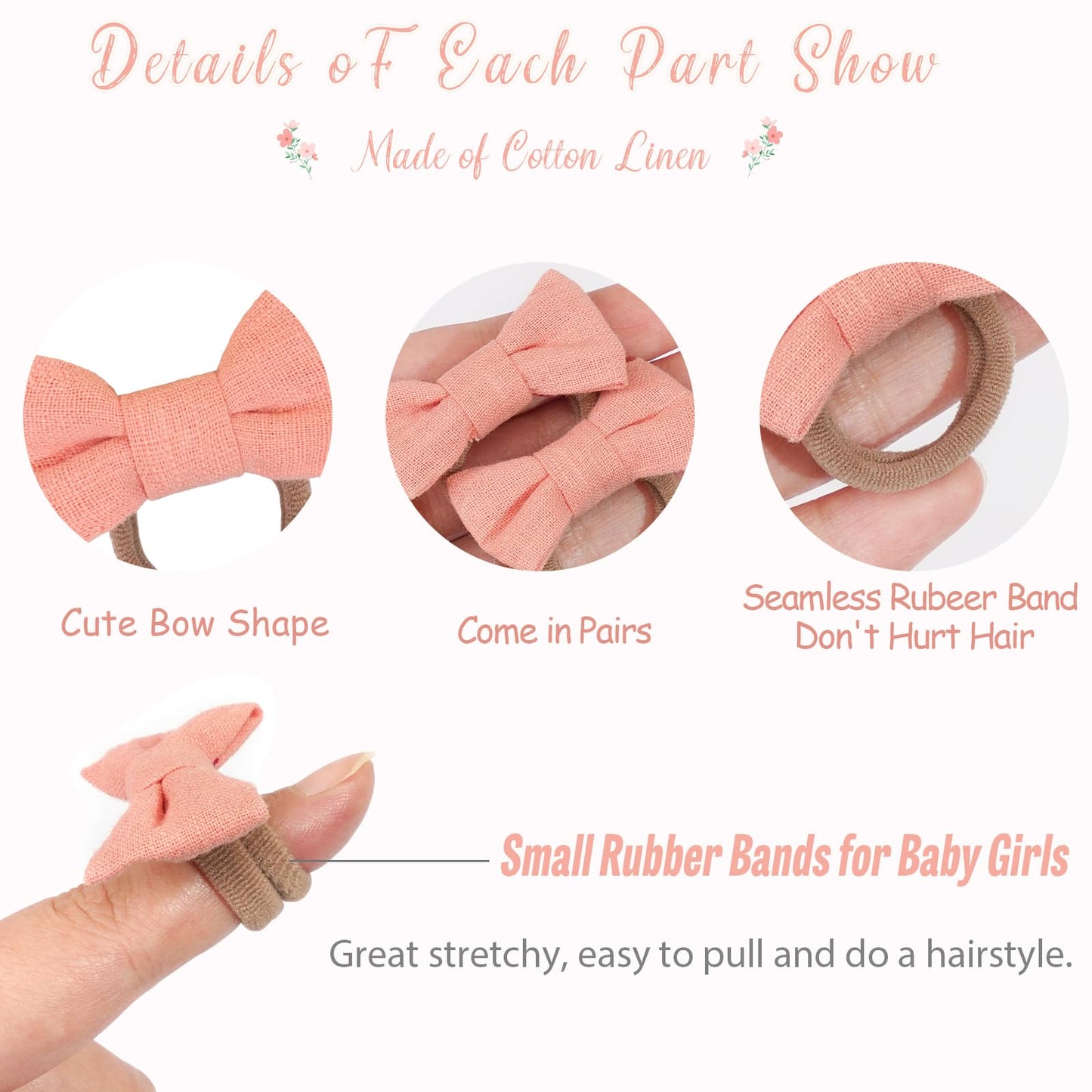 Bbgifts 30Pcs Baby Hair Bows Ties, Hair Rubber Bands For Baby Girls ' Fine Hair, No Damage Soft Elastic Nylon Hair Bands, Pigtai