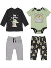 Star Wars The Mandalorian The Child Baby Boys 4 Piece Layette Set: Bodysuit T-Shirt Pants Mix N' Match 0-3 Months