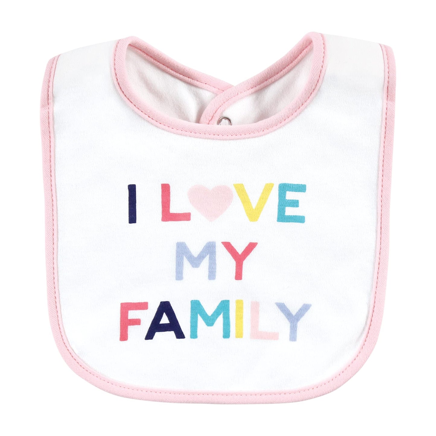 Hudson Baby Unisex Baby Cotton Bibs, Girl Bold Family, One Size