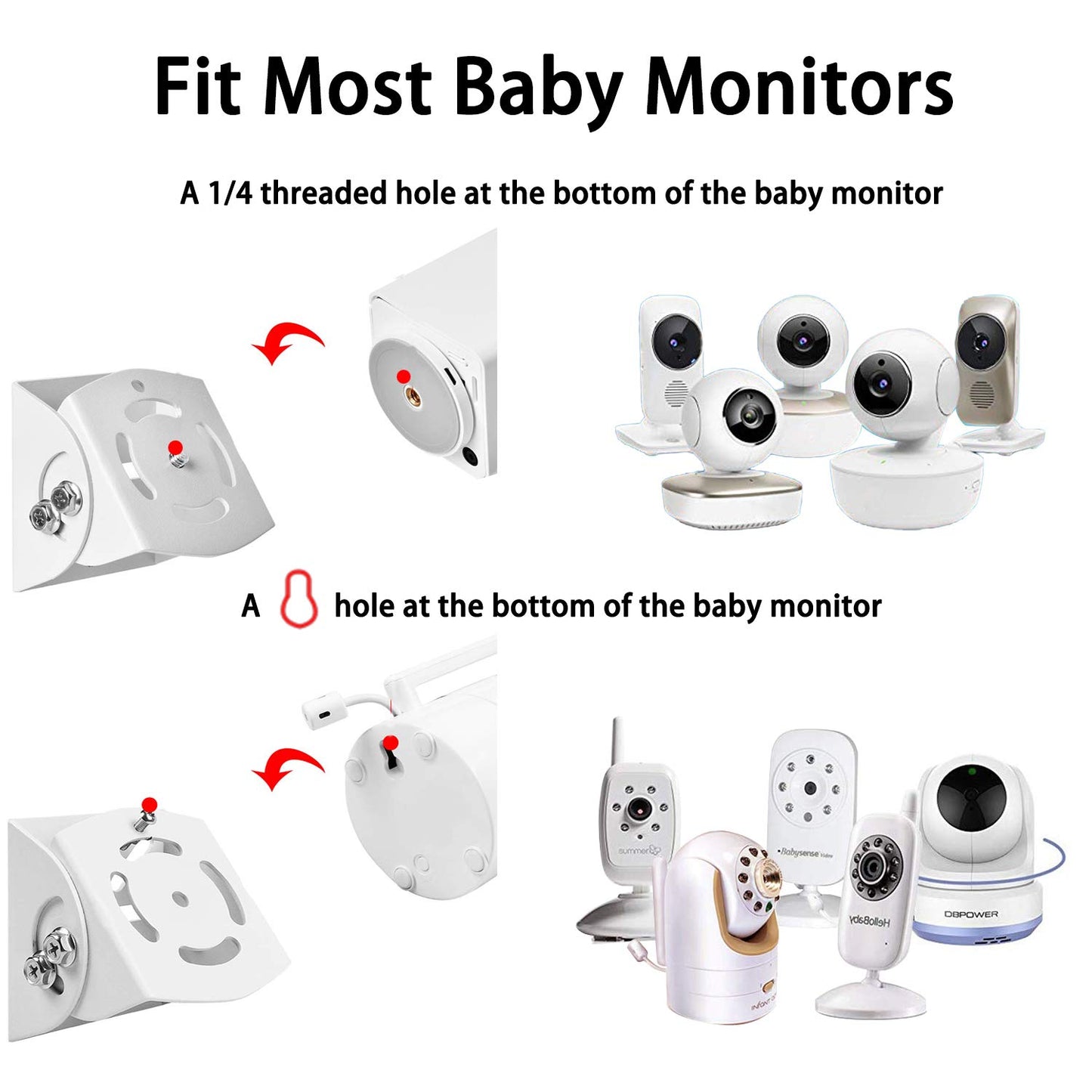 Universal Adjustable Angle Wall Mount Shelf For Baby Monitor Camera, Angle Mounting Brackets, Fits Arlo, Motorola, Infant Optics
