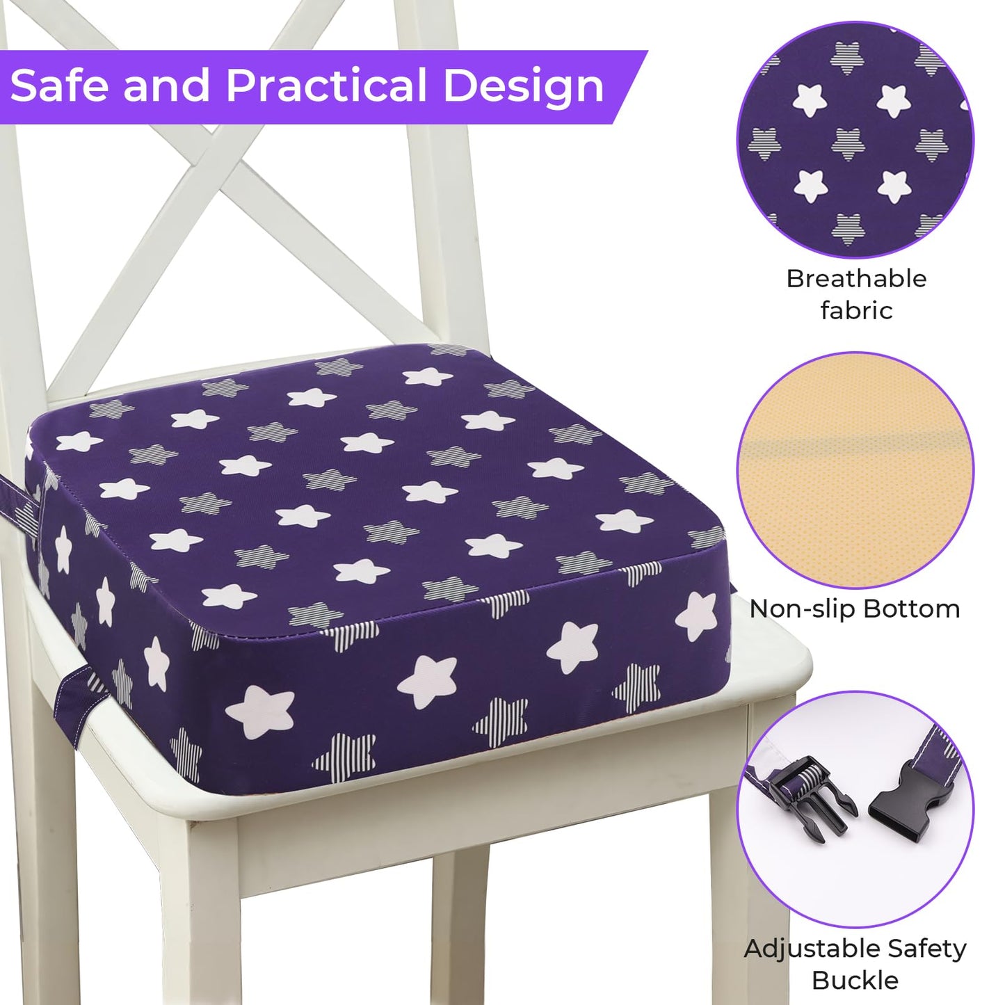 Toddler Booster Seat For Dining Table, Portable Kids Booster Seat For Kitchen Chair, Increasing Toddler Chair Booster, Pu Anti-S