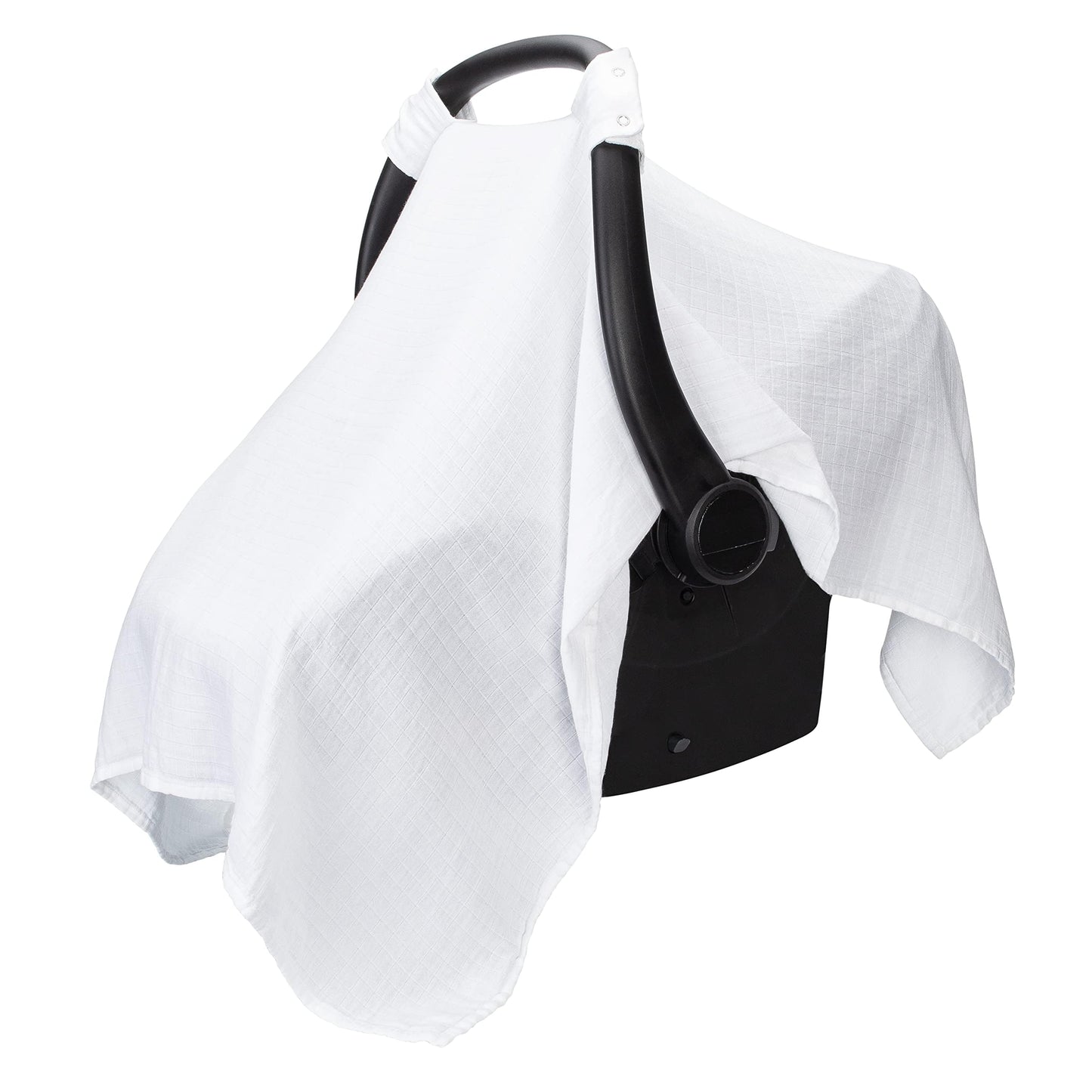 Muslin Cotton Baby Car Seat Cover, Universal Fit Carseat Canopy Covers For Babies, Girls And Boys By Comfy Cubs (White)