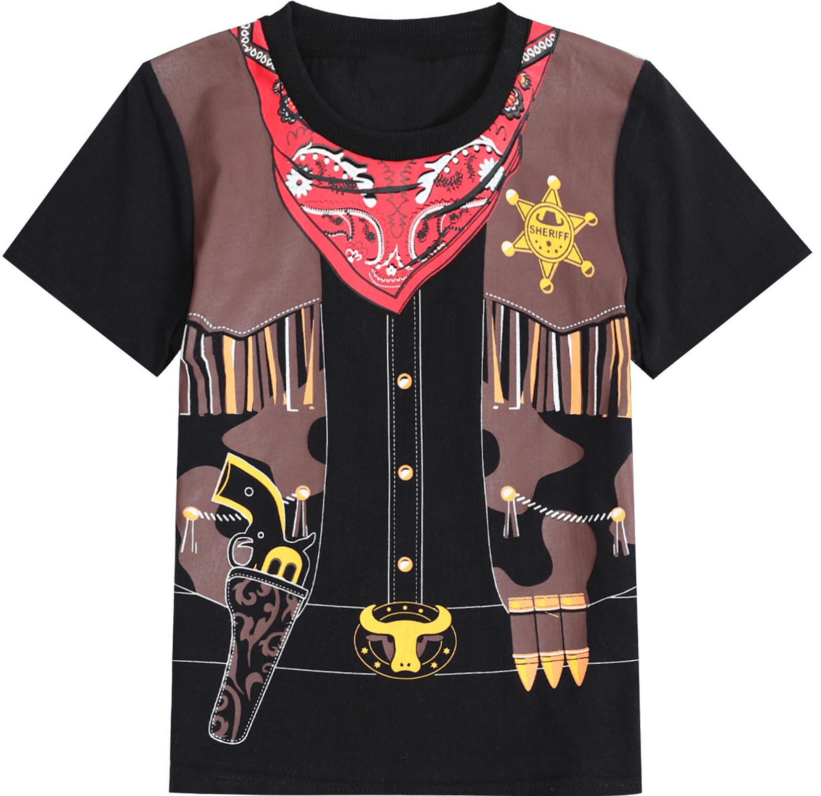 Cosland Toddler Cowboy Shirt Little Boys Western Tees, Black, 5T