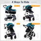 Hagaday Baby Stroller, 2-In-1 Reversible Toddler Seat With Bassinet Mode, Foldable Infant Stroller With Canopy, One Button Brake