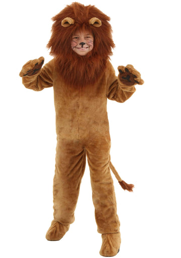 Kids Deluxe Lion Costume, Wild King Of The Jungle Cat Safari Roar Mane Outfit For Dress-Up Medium