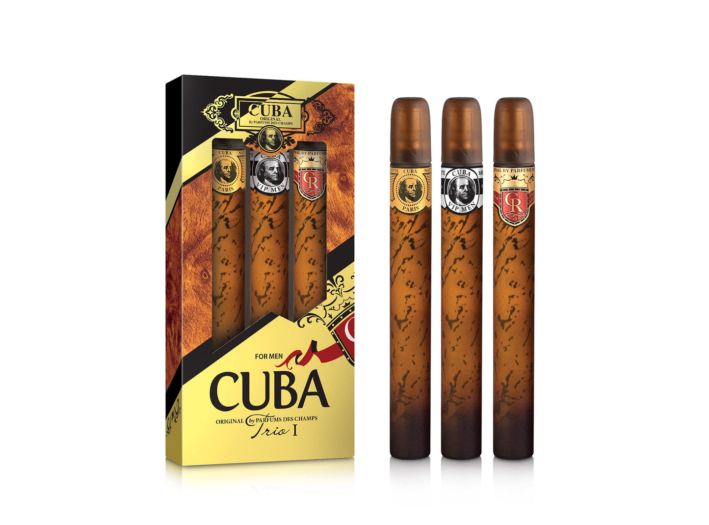 Cuba Trio Best 1 Gift Set |(3 x 1.17 Oz Eau De Toilette Spray) Gold, VIP, Royal | Fragrance For Men