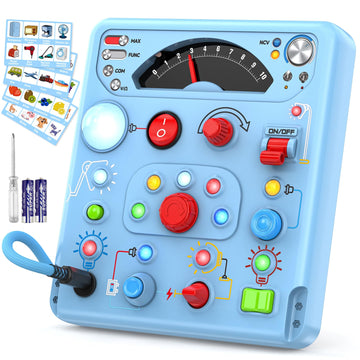 Busy Board Montessori Toys for Toddler 1 2 3 4 Year Old with 13 LED Lights, Sensory Toys Educational Learning for Toddlers 1-3, 