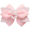 Pink Birthday Hair Bow for Baby Girls 1 2 3 4 5 6 Years Glitter Party Decoration Hair Accessories for Three 3rd Third Birthday