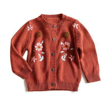 Simplee Kids Baby Cardigan Hand Knitted Cardigan With Hand Embroidery Sweater Long Sleeve Baby Girl Coat For Winter And Autumn 3