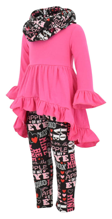 Unique Baby Girls Valentines Day Toddler Outfit Ruffle Top Legging Set (3 Years, Pink)