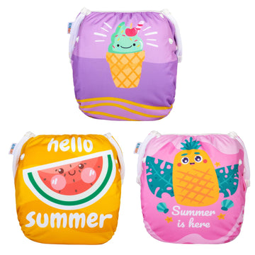 Alvababy Cloth Swim Diaper 3Pcs Baby Snap Reusable Adjustable Swimming Diaper Baby Boy And Gir 3Swy46