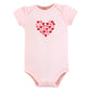 Hudson Baby Infant Girl Cotton Bodysuits, Valentine Hearts, 6-9 Months
