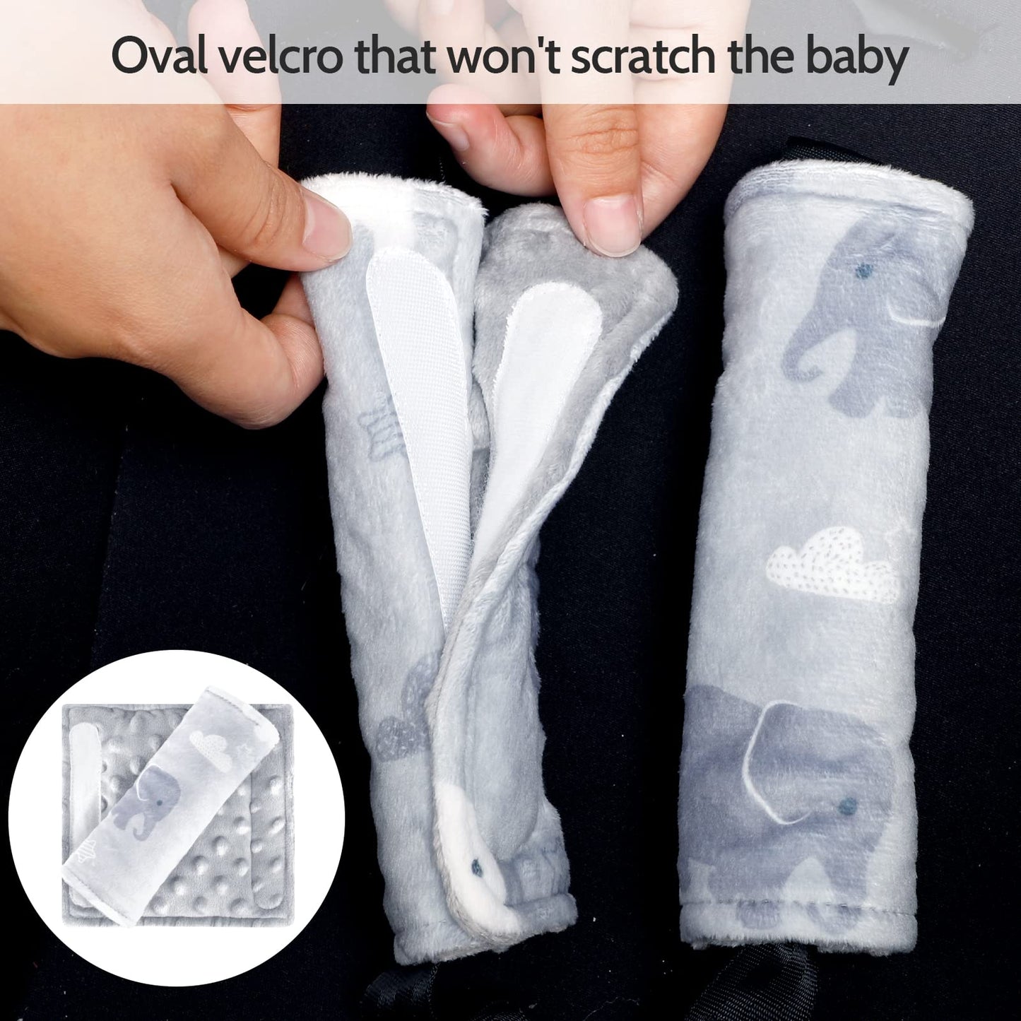 Tanofar Baby Car Seat Insert And Strap Covers, Gray Carseat Head Support For Boys, Soft Unisex Cushion Fit For Car Seats, Stroll