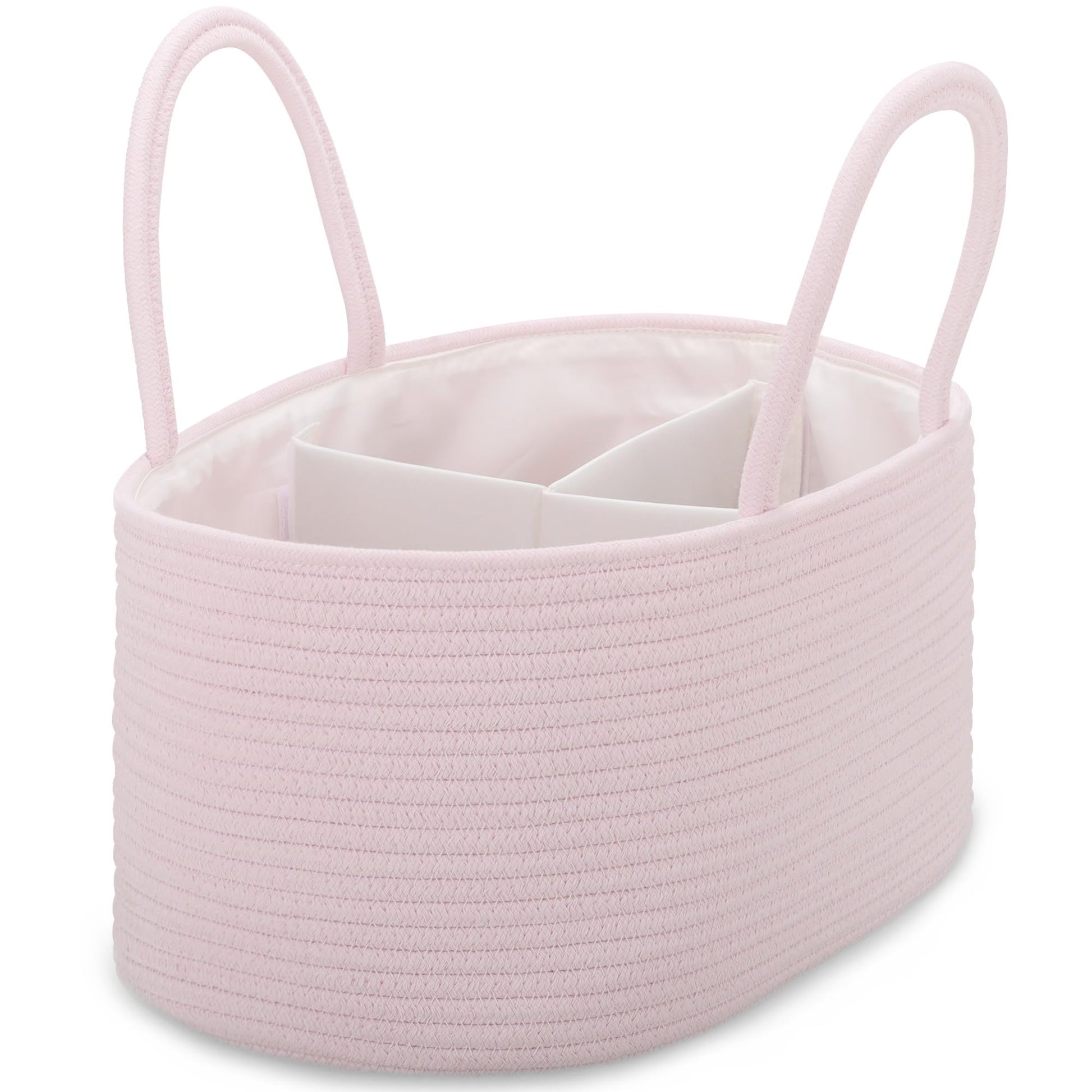 COMSE Large Baby Diaper Caddy Organizer for Girl Boy, Car Caddy with Handles, Cotton Rope Basket for Changing Table, Nursery Org