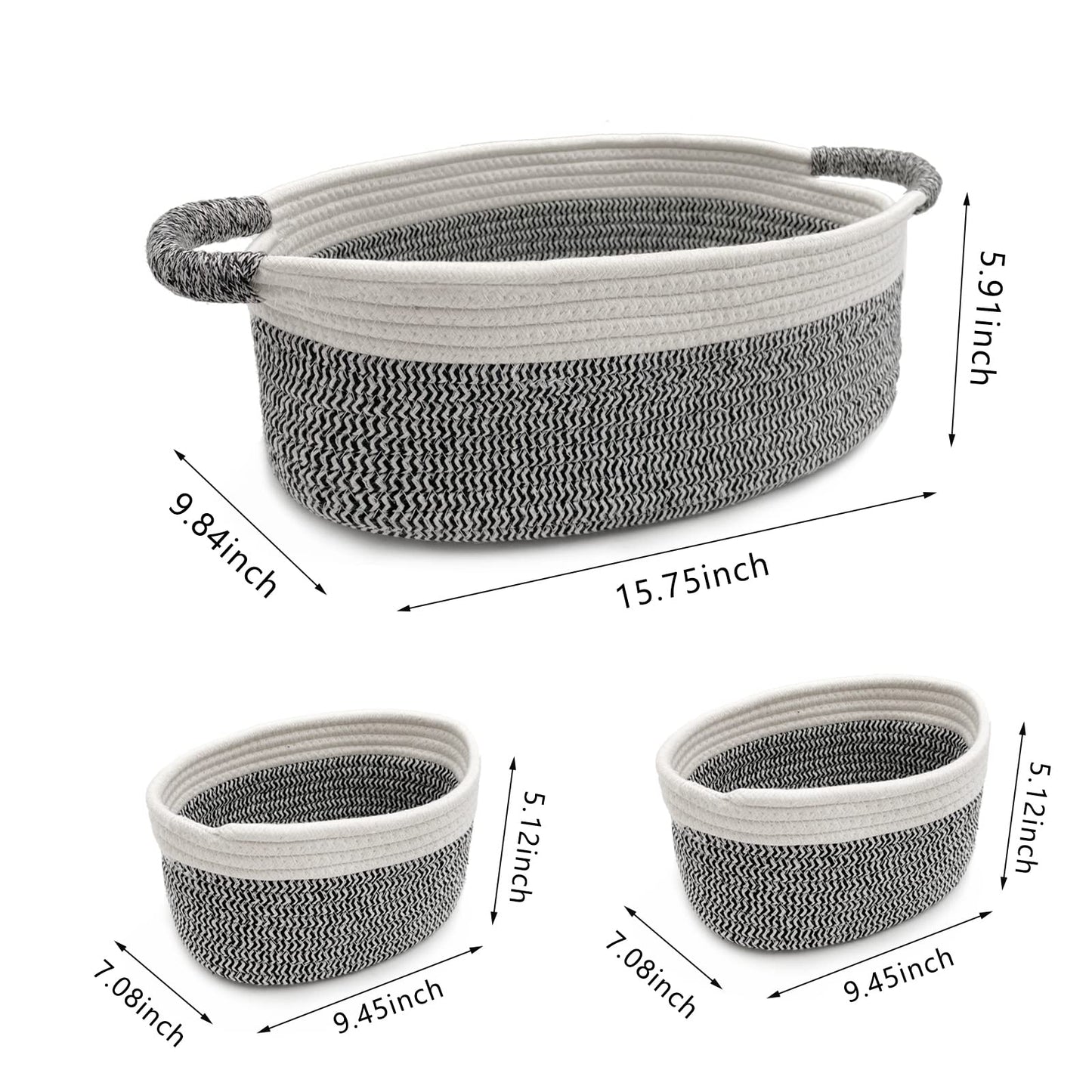 Zalaxt 3 Packs Woven Basket For Storage,Diaper Caddy Organizer, Nursery Organizers And Storage And Toys Boho Basket,Baby Gift Ba