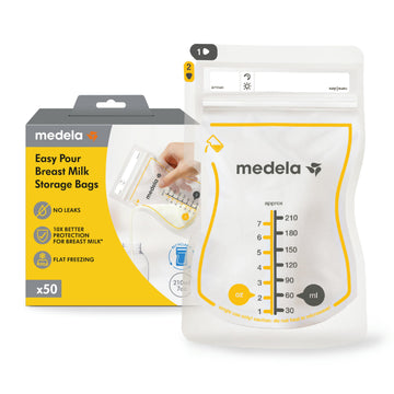 Medela Easy Pour Breastmilk Storage Bags | 50 Count 210ml | Disposable Leakproof Breast Milk Bags with Milk Protection | Recycla