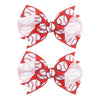 YanJie 2pcs 4'' Baseball Red Bow for Baby Girl Hair Clips Softball Grosgrain Ribbon Hair Accessories Alligator Clips for Toddler