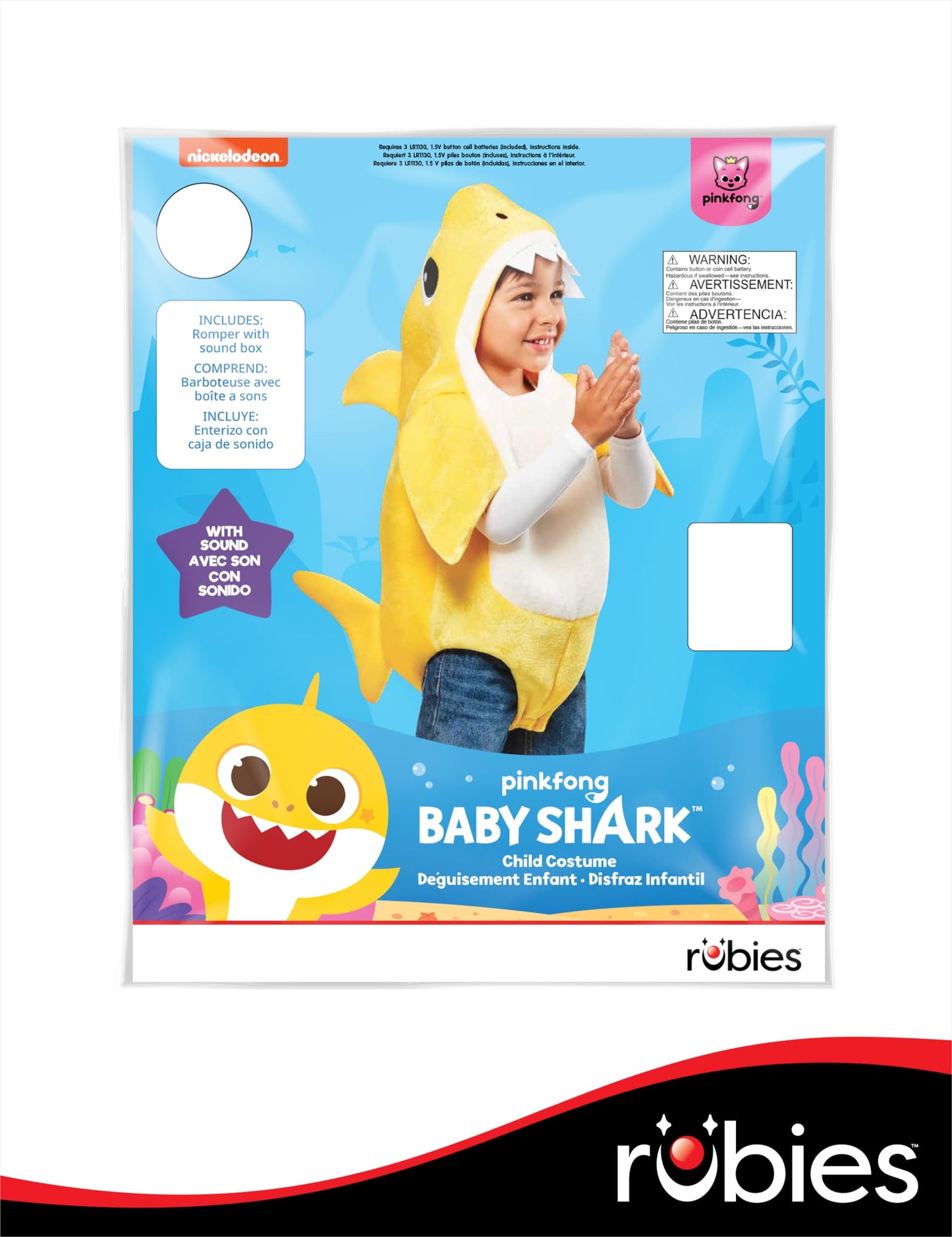 Rubie'S Unisex Child Rubies Baby Shark With Sound Chip Costume, As Shown, Infant Us