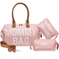 Printe Diaper Bag Tote For Girls With 2 Organizer Pouches, Large Capacity Mommy Bag For Hospital And Weekender Travel, Pink